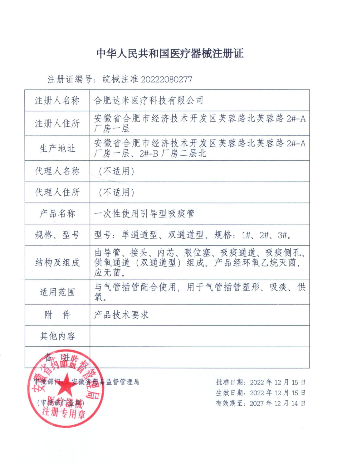 熱烈祝賀|達米醫(yī)療取得引導(dǎo)型吸痰管二類醫(yī)療器械注冊證！